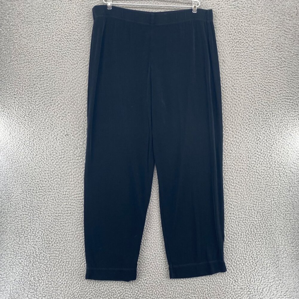 Chicos Pants Womens 3 US 16 Black Travelers Knit Stretch Pull On Ankle Casual